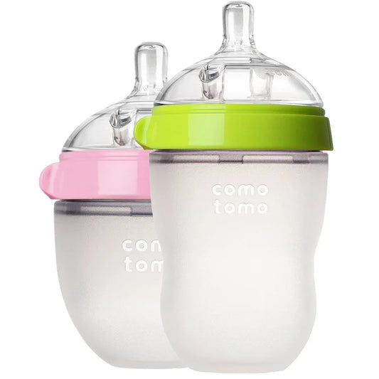 Mamadeira 100% Silicone Verde 250ml 8oz rosa 150ml 5oz mamadeira de leite para bebê